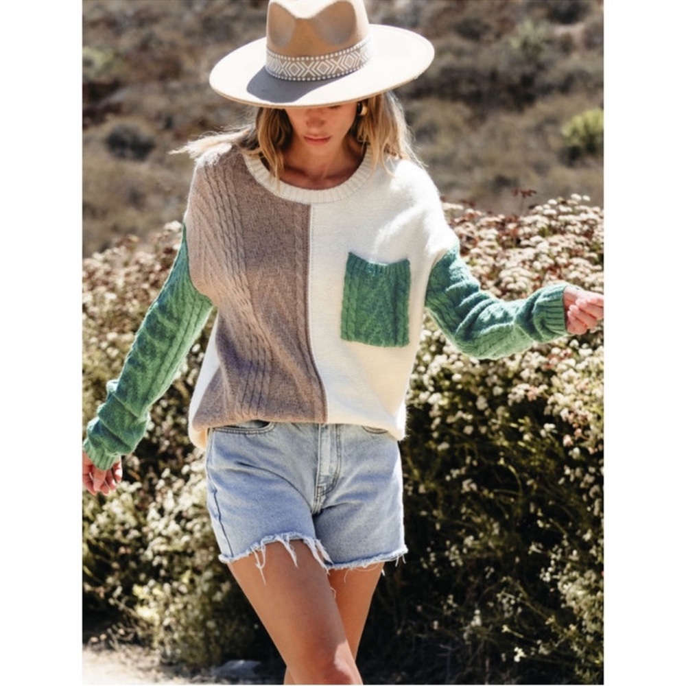 Colorblock Crew Neck Sweater